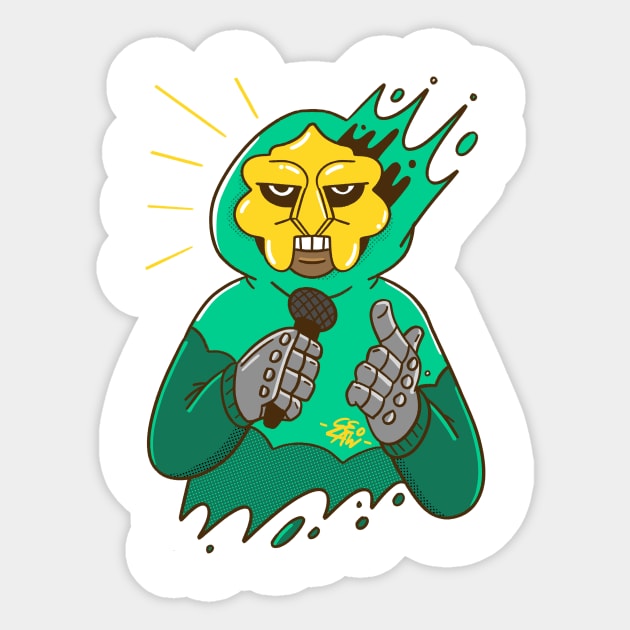 MF DOOM Gold Mask Sticker by geolaw